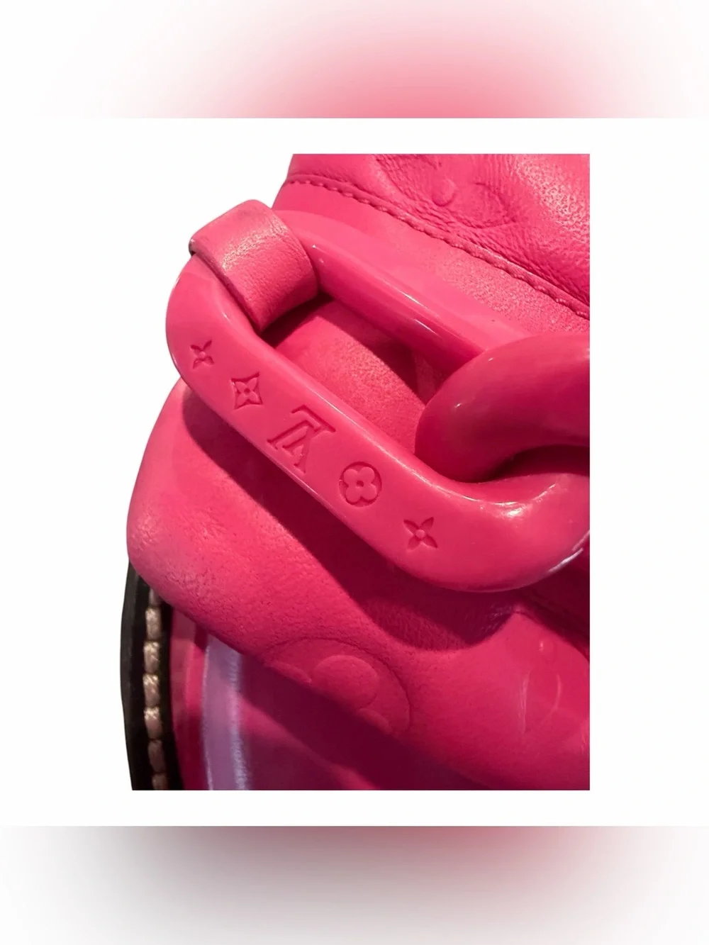 Louis Vuitton Hot Pink Chain-Link Slide Sandals